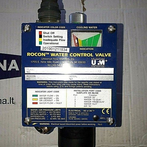Rocon Water Control Valve 24VDC WSV S 4 H 7 E3A5D3 D1 N E6C2 (new old stock)