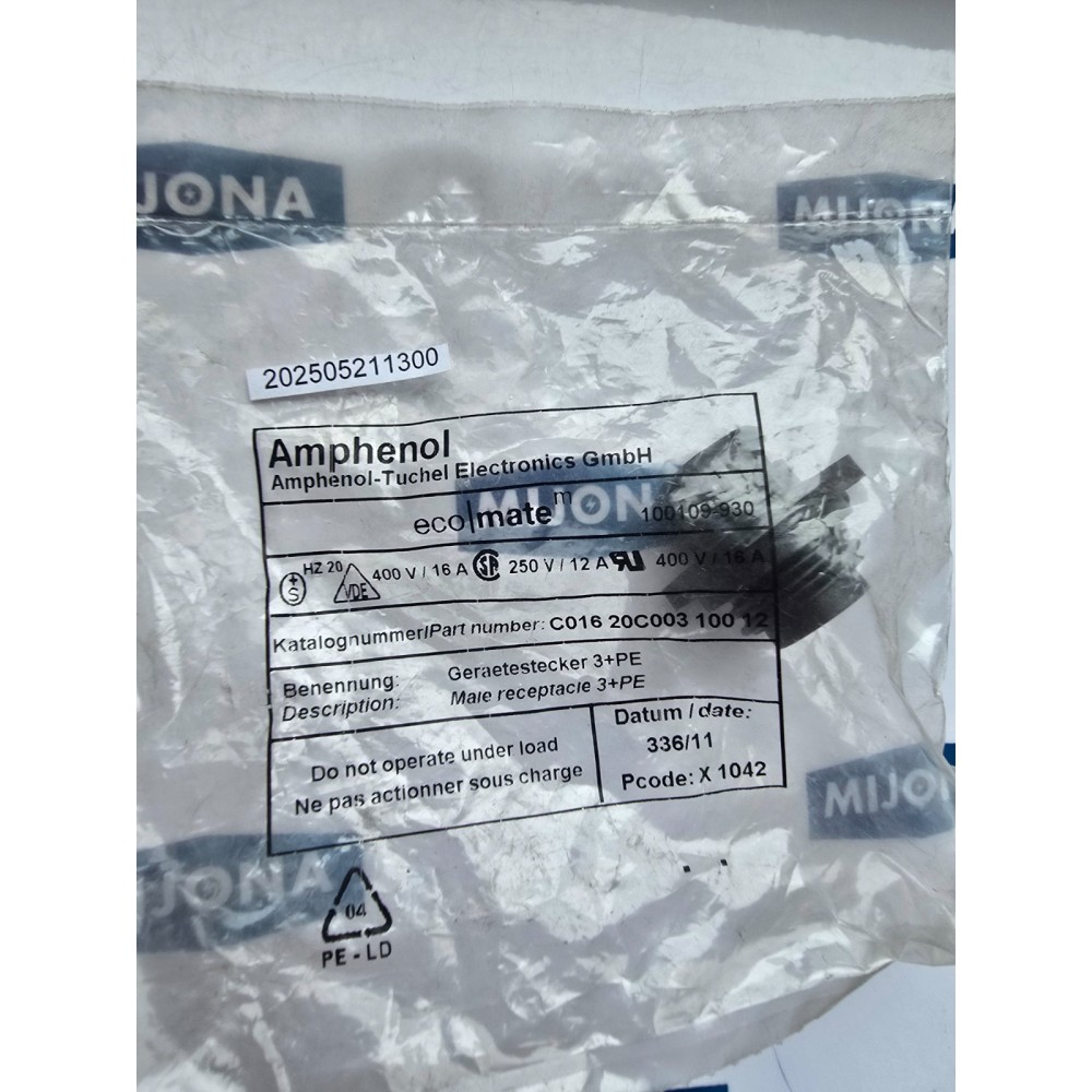 Amphenol TUCHEL C01620C00310012 400V 16A 250V 12A C016 20C003 100 12 Amphenol TUCHEL C01620C00310012 400V 16A 250V 12A C016 20C003 100 12