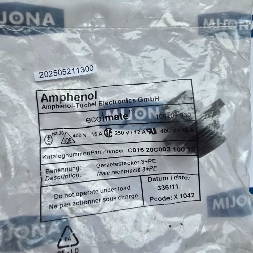Amphenol TUCHEL  C01620C00310012  400V 16A 250V 12A  C016 20C003 100 12
