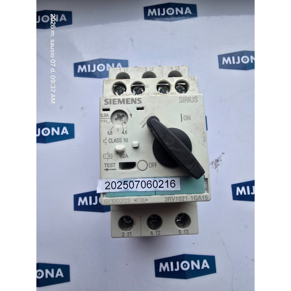 Siemens SIRIUS 3RV1021 1GA15 Motor Protection Circuit Breaker 4,5- 6,3A Siemens SIRIUS 3RV1021 1GA15 Motor Protection Circuit Breaker 4,5- 6,3A