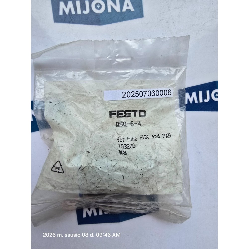 Festo QSQ 6 4 FOR TUBE PUN AND PAN 153209 QSQ-6-4 NEW OLD STOCK