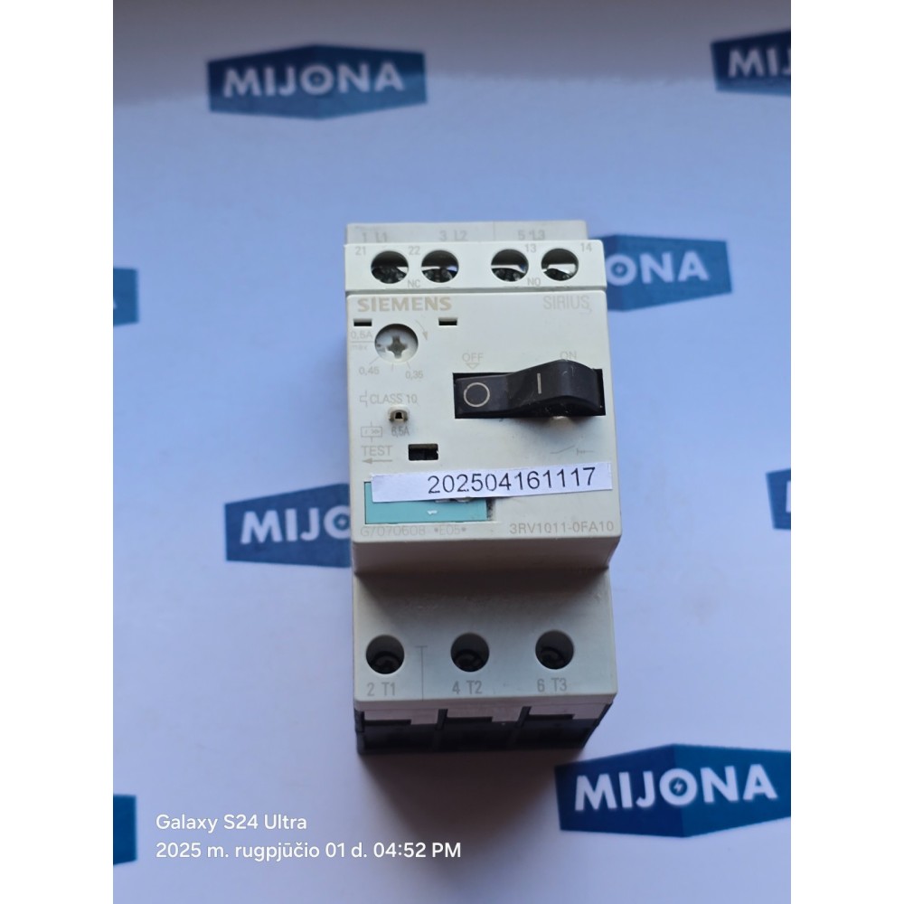 Siemens SIRIUS 3RV1011 0FA10 Motor Protection Circuit Breaker 0.35-0.5A