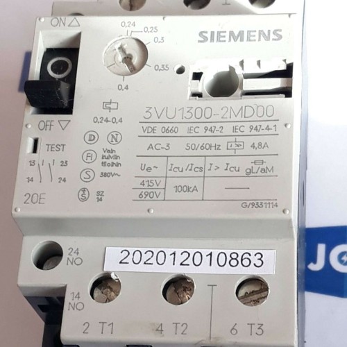SIEMENS 3VU1300 2MD00 Starter Protector Circuit Breaker 50 60Hz 0.24-0.4 SIEMENS 3VU1300 2MD00 Starter Protector Circuit Breaker 50 60Hz 0.24-0.4
