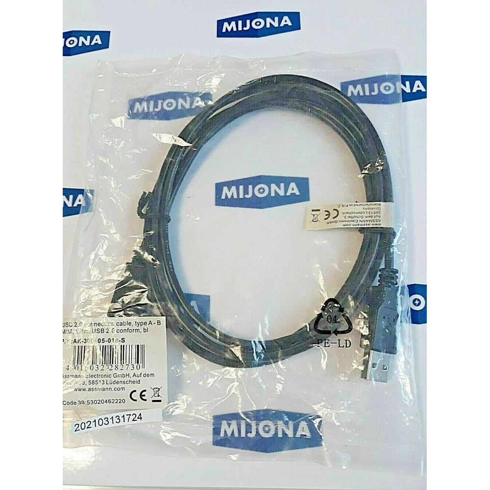 ASSMANN ELECTRONIC USB 2.0 connection cable type A B M M 1,8M P N AK 30010 018 S