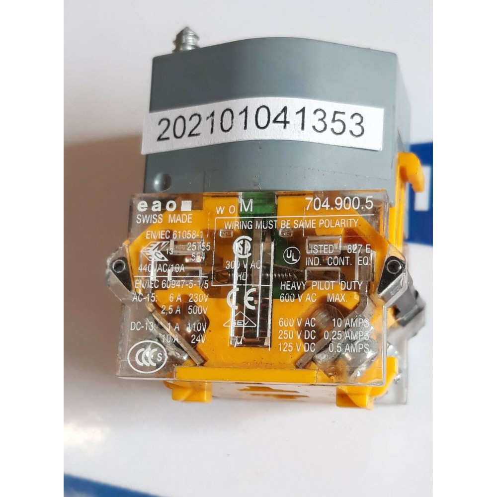 EAO 704 900 5 600V AC 10A 250V DC 0,25A 125V DC 0,5A 704 950 5 NEW OLD STOCK EAO 704 900 5 600V AC 10A 250V DC 0,25A 125V DC 0,5A 704 950 5 NEW OLD STOCK