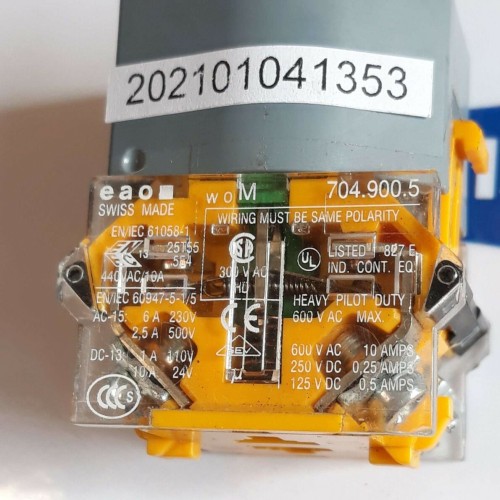 EAO 704 900 5 600V AC 10A 250V DC 0,25A 125V DC 0,5A 704 950 5 NEW OLD STOCK
