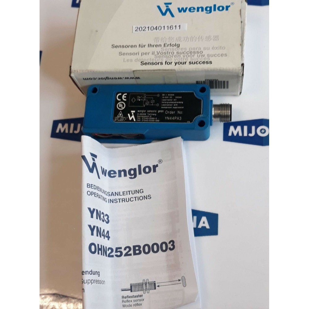 WENGLOR YN44PA3 REFLEX SENSOR 10-30VDC 200mA 400mm WENGLOR YN44PA3 REFLEX SENSOR 10-30VDC 200mA 400mm