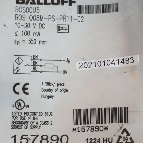 BALLUFF BOS00U5 BOS Q08M PS PR11 02 10-30V DC 100mA 550mm 1223HU Photoelectric