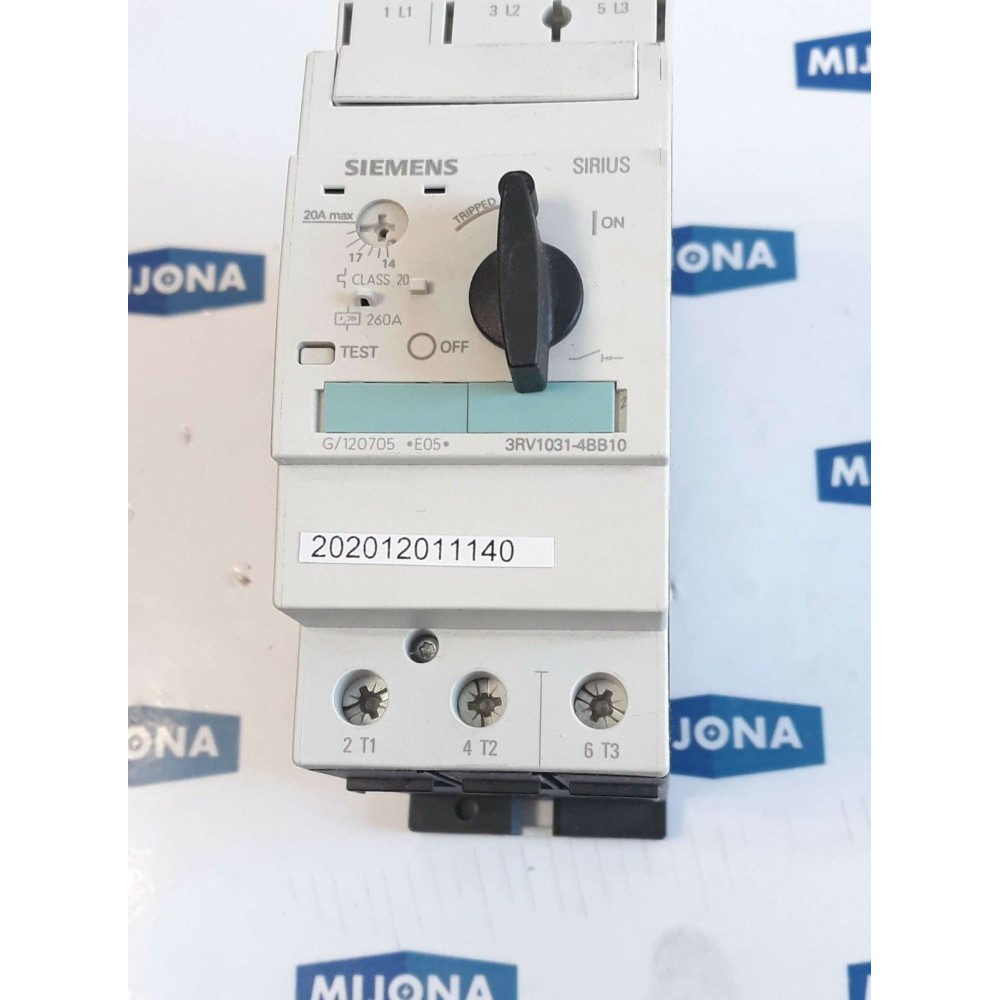 Siemens SIRIUS MOTOR PROTECTOR 3RV1031 4BB10 14-20A 260A (NEW OLD STOCK) Siemens SIRIUS MOTOR PROTECTOR 3RV1031 4BB10 14-20A 260A (NEW OLD STOCK)