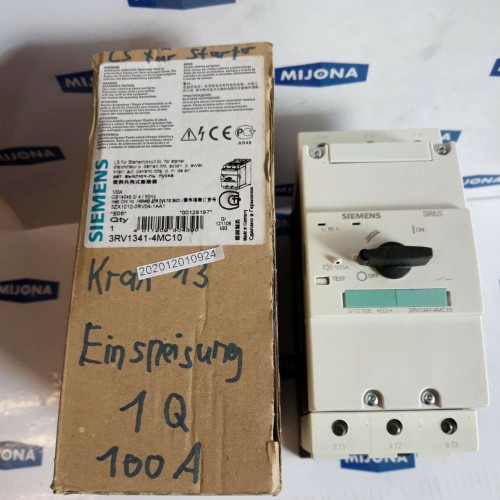 Siemens 3RV1341 4MC10 CIRQUIT BREAKER 100A 65KA 480V 10KA 600V Siemens 3RV1341 4MC10 CIRQUIT BREAKER 100A 65KA 480V 10KA 600V