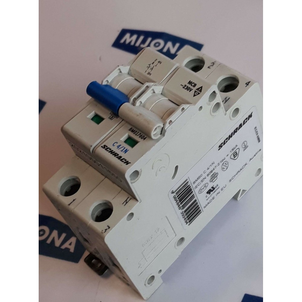SCHRACK C4/1N BM017604 MCB 230V Miniature Circuit Breaker BMS0 C 4 1N 15kA