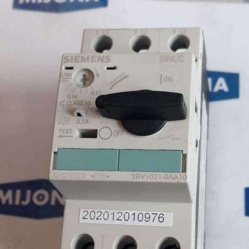 Siemens SIRIUS 3RV1021 0AA10 0,11-0,16A 50-60HZ CIRCUIT BREAKER NEW OLD STOCK