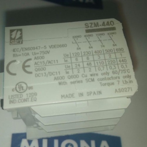 SIEI Auxiliary Contact Block SZM-440 W2ATN SIEI Auxiliary Contact Block SZM-440 W2ATN