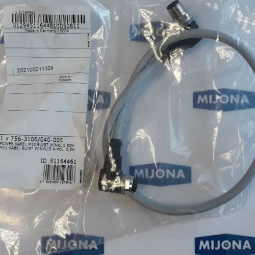 WAGO 756 3106 040 005 POWER CABLE 0,50M 4POL M12
