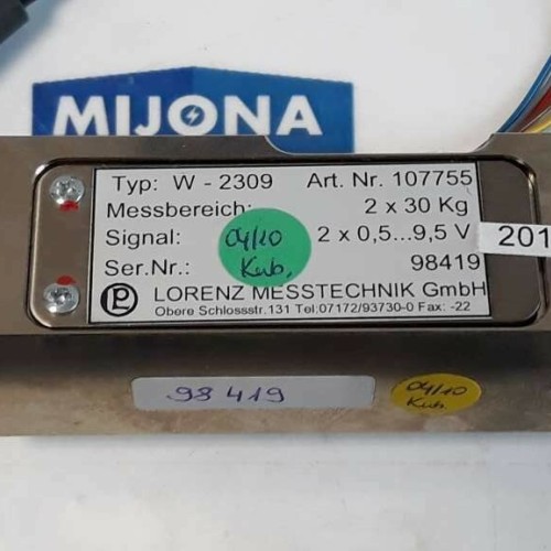 LORENZ MESSTECHNIK W 2309 107755 2X30Kg 2x0,5 9,5V 98419 LORENZ MESSTECHNIK W 2309 107755 2X30Kg 2x0,5 9,5V 98419