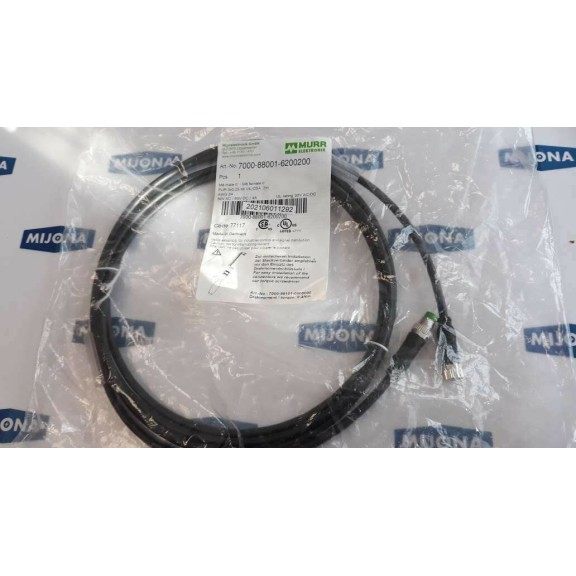 Murr Elektronik 7000 88001 6200200 M8 MALE M8 FEMALE cable 2m 50V AC 60V DC 4A Murr Elektronik 7000 88001 6200200 M8 MALE M8 FEMALE cable 2m 50V AC 60V DC 4A