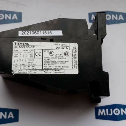 SIEMENS 3UA59 00 2D OVERLOAD RELAY 20-32A 690V 600VAC 3UA59002D