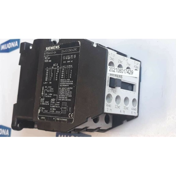 SIEMENS 3TF4222 0A 2S+2O 2NO+2NC CONTACTOR  3TF4222-0A  COIL 2230 220V 50HZ