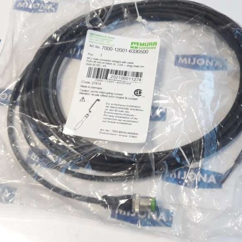 Murr Elektronik 7000 12001 6330500 M12 MALE straight cable 5m 250V AC DC 4A Murr Elektronik 7000 12001 6330500 M12 MALE straight cable 5m 250V AC DC 4A