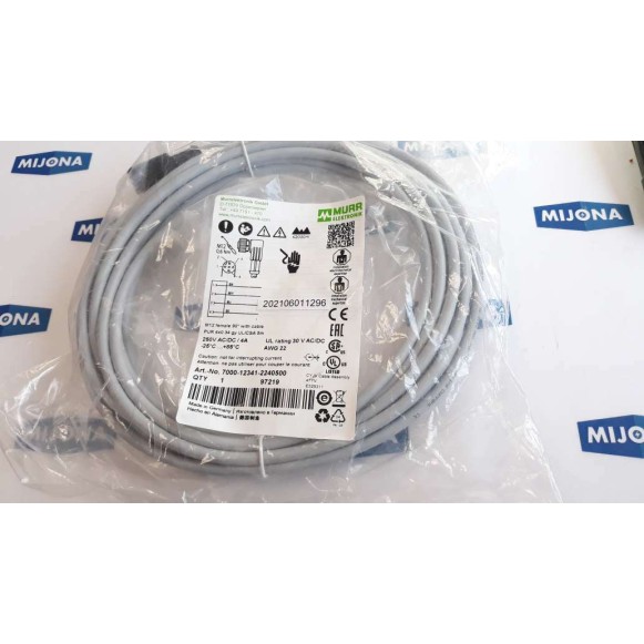 Murr Elektronik 7000 12341 2240500 M12 FEMALE 90°C cable 5m 250V AC DC 4A Murr Elektronik 7000 12341 2240500 M12 FEMALE 90°C cable 5m 250V AC DC 4A
