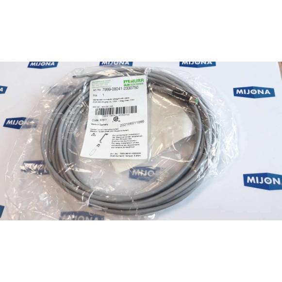 Murr Elektronik 7999 08041 2330750 M8 FEMALE STRAIGHT cable 7.5m 50V AC 60VDC 4A Murr Elektronik 7999 08041 2330750 M8 FEMALE STRAIGHT cable 7.5m 50V AC 60VDC 4A