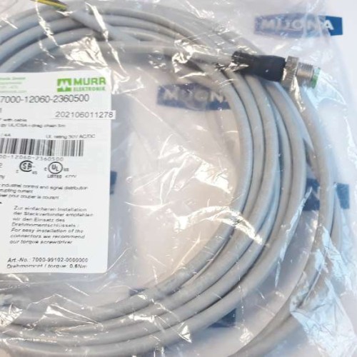 Murr Elektronik 7000 12060 2360500 M12 MALE 0°C with cable 5m 125V AC DC 4A Murr Elektronik 7000 12060 2360500 M12 MALE 0°C with cable 5m 125V AC DC 4A