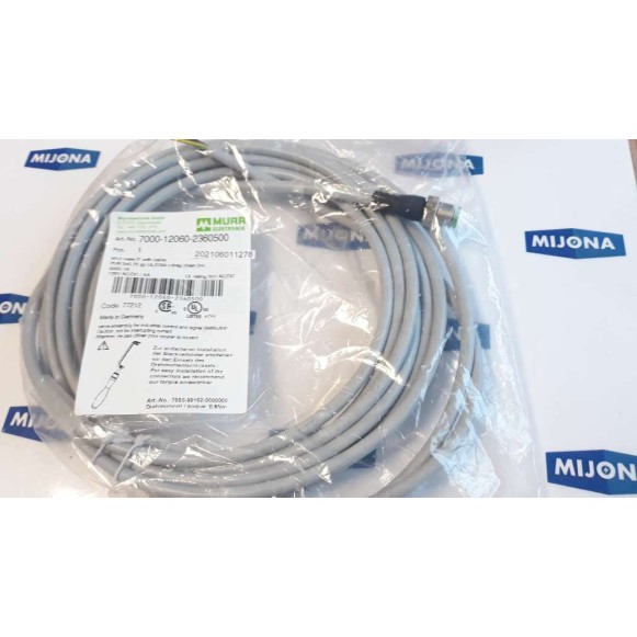 Murr Elektronik 7000 12060 2360500 M12 MALE 0°C with cable 5m 125V AC DC 4A Murr Elektronik 7000 12060 2360500 M12 MALE 0°C with cable 5m 125V AC DC 4A