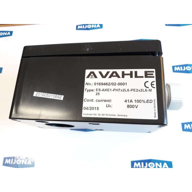 Vahle 0169462 02 0001 ES AKE1 PH7x2L6 PE2x2L6 M 25 800V 41A 100%ED Terminal box Vahle 0169462 02 0001 ES AKE1 PH7x2L6 PE2x2L6 M 25 800V 41A 100%ED Terminal box