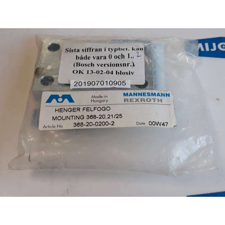 Rexroth 368 20 0200 2 HENGER FELFOGO MOUNTING 368 20,21/25 00W47 Rexroth 368 20 0200 2 HENGER FELFOGO MOUNTING 368 20,21/25 00W47