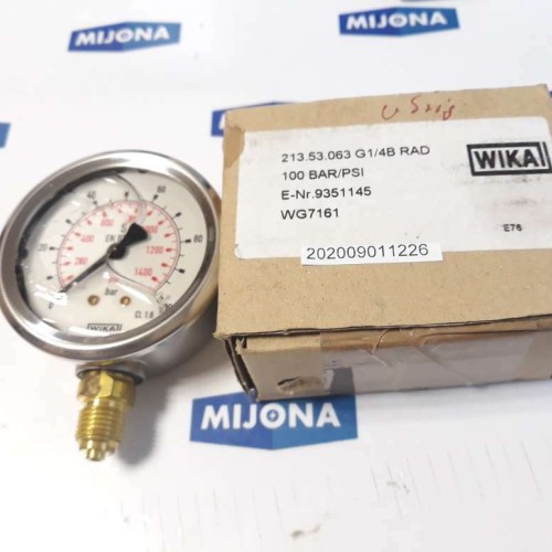 WIKA 213 53 063 G1 4B RAD 100BAR 1400PSI 9351145 WG7161 CL.1.6 new old stock