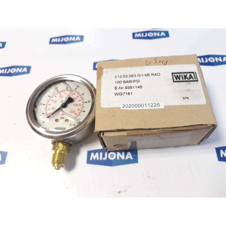 WIKA 213 53 063 G1 4B RAD 100BAR 1400PSI 9351145 WG7161 CL.1.6 new old stock