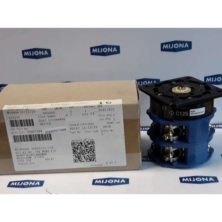 Kraus & Naimer C125 A324 H07764 010 UKS SWITCH 150A 600V AC (NEW OLD STOCK)