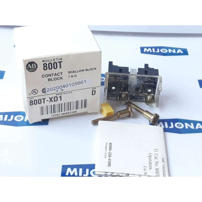 ALLEN BRADLEY 800T XD1 Contact shallow block SER D 600V A600 Q600 AC15 DC13