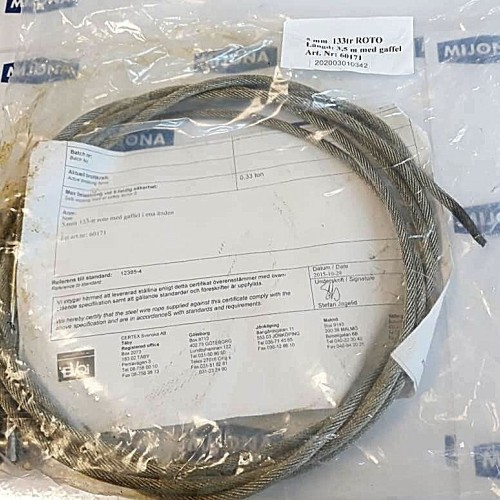 CERTEX 60171 L=3.5M WIRE WITH FORK END 5mm (new old stock)