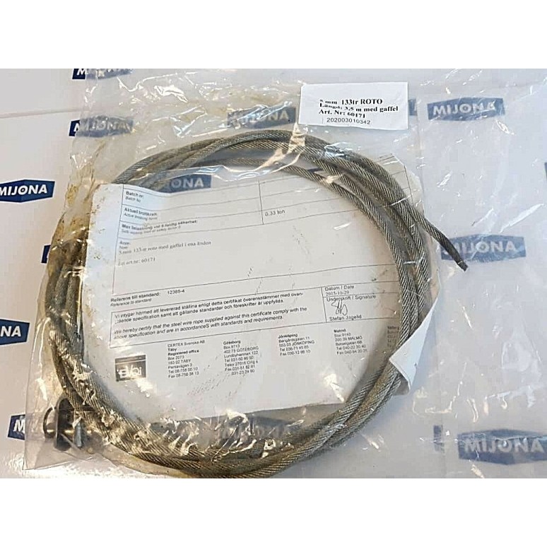 CERTEX 60171 L=3.5M WIRE WITH FORK END 5mm (new old stock)