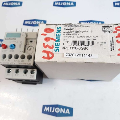 SIEMENS 3RU1116 0GB0 OVERLOAD RELAY 690V 50HZ AC 15 DC 13 0,45-0,63,A SIEMENS 3RU1116 0GB0 OVERLOAD RELAY 690V 50HZ AC 15 DC 13 0,45-0,63,A
