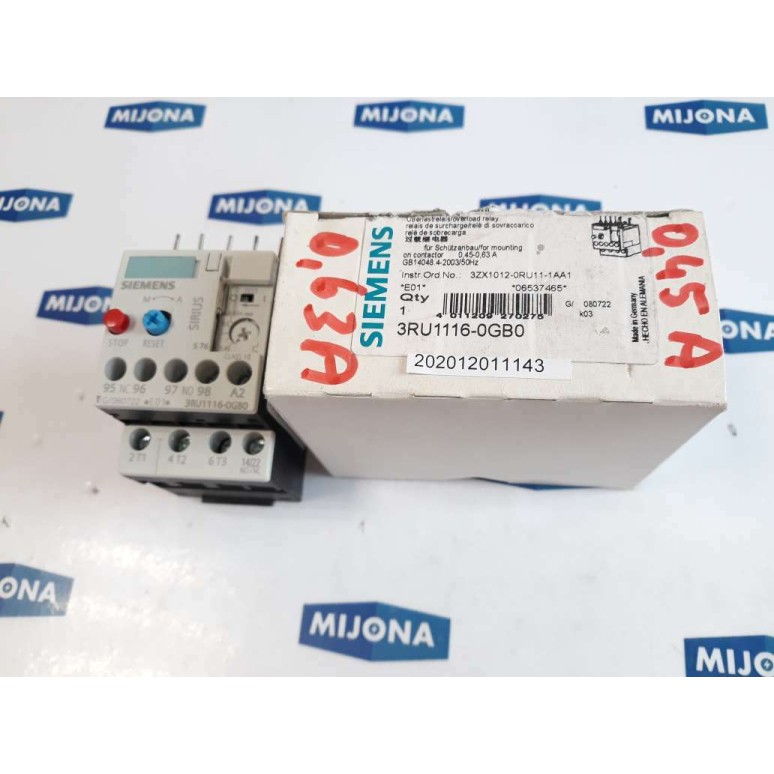 SIEMENS 3RU1116 0GB0 OVERLOAD RELAY 690V 50HZ AC 15 DC 13 0,45-0,63,A