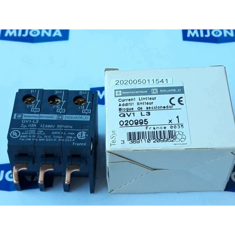 Telemecanique SQUARE D GV1 L3 020995 current limiteur 63a 690v 50/60hz Telemecanique SQUARE D GV1 L3 020995 current limiteur 63a 690v 50/60hz