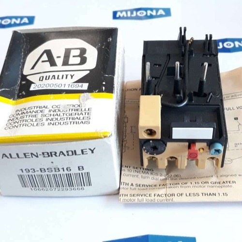 ALLEN BRADLEY 193 BSB16 SER B BIMETALILIC OVERLOAD RELAY 1-1,6A