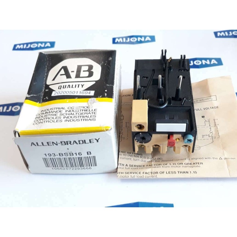 ALLEN BRADLEY 193 BSB16 SER B BIMETALILIC OVERLOAD RELAY 1-1,6A