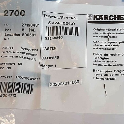 KARCHER 5 324 024 0 Genuine spare parts calipers 53240240 (new old stock)