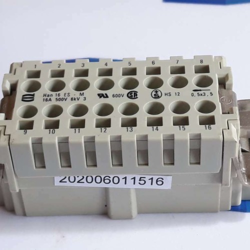 HARTING HAN 16 ES M 16A 500V 6KV HS 12 0.5X3.5 PC GF 20 CONNECTOR NEW OLD STOCK HARTING HAN 16 ES M 16A 500V 6KV HS 12 0.5X3.5 PC GF 20 CONNECTOR NEW OLD STOCK