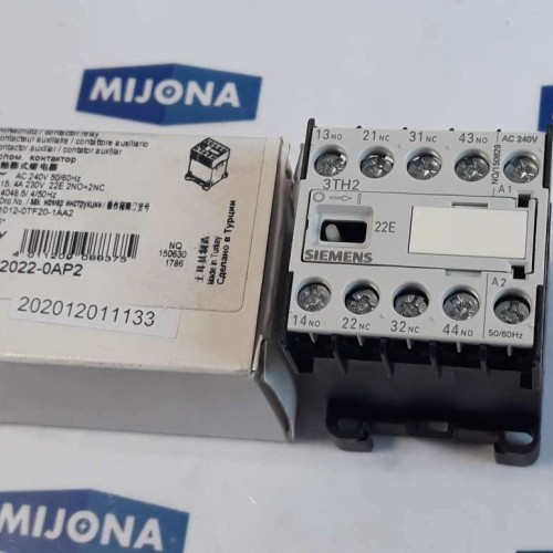 Siemens 3TH2022-0AP2 CONTACTOR RELAY AC 240VAC 50-60HZ AC15 4A 230V 2NO+2NC Siemens 3TH2022-0AP2 CONTACTOR RELAY AC 240VAC 50-60HZ AC15 4A 230V 2NO+2NC
