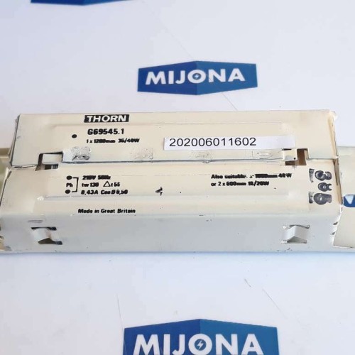 THORN G69545 1 BALLASTT 1X1200mm 36/40W 210V 50HZ 2X600mm (New old stock)