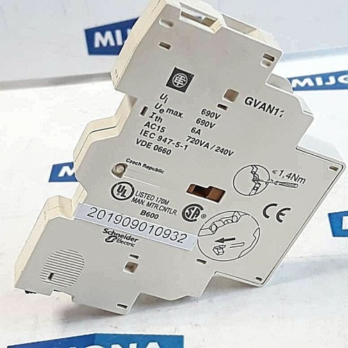 Schneider GVAN11 690V 6A AC15 720VA/240V 1.4Nm Side Mount Aux Contact Block Schneider GVAN11 690V 6A AC15 720VA/240V 1.4Nm Side Mount Aux Contact Block