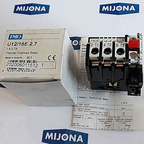 IMO U12 16E THERMAL OVERLOAD RELAY 1.8-2.7A