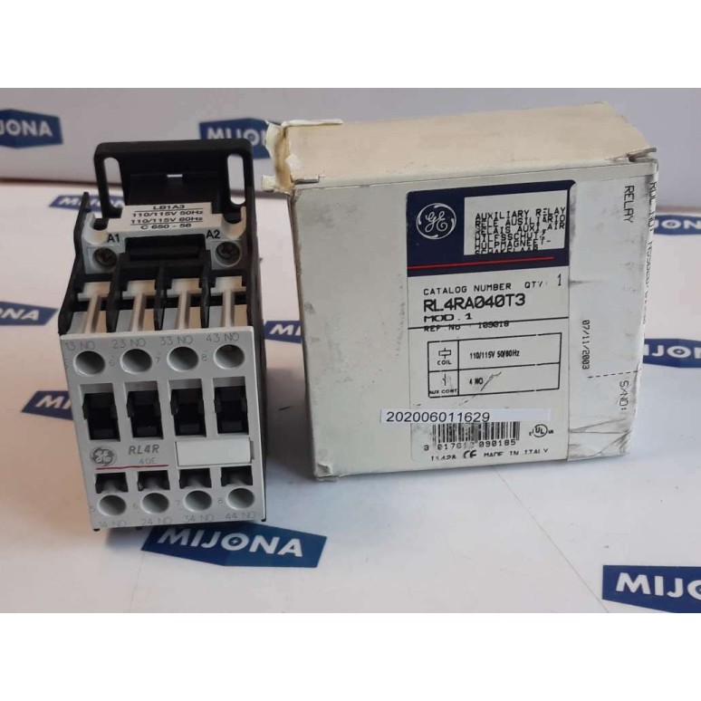 GENERAL ELECTRIC RL4RA040T MOD 1 20A COIL LB1A3 110-115V 50/60HZ NEW OLD STOCK GENERAL ELECTRIC RL4RA040T MOD 1 20A COIL LB1A3 110-115V 50/60HZ NEW OLD STOCK