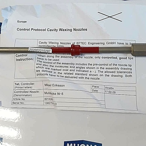 EFTEC 60143401 138270 01 01 control protocol cavity waxing nozzle(New old stock) EFTEC 60143401 138270 01 01 control protocol cavity waxing nozzle(New old stock)