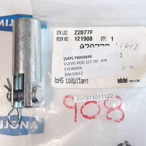 TAYLOR CLEVIS ROD 1/2 20 AIR CYLINDER DAL15612 Z2077F 079777
