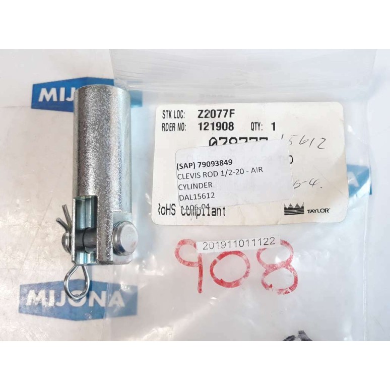 TAYLOR CLEVIS ROD 1/2 20 AIR CYLINDER DAL15612 Z2077F 079777